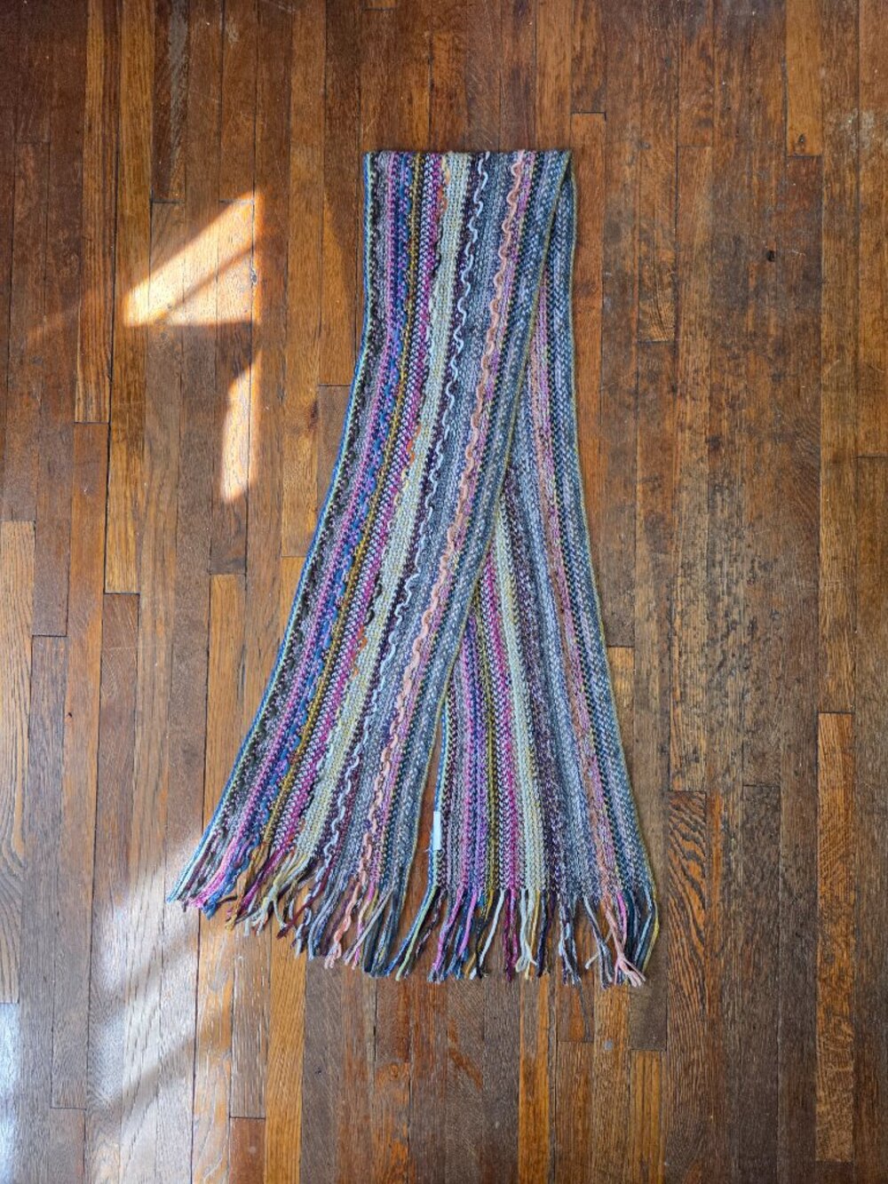 Soft Boho Y2K Rainbow Textured Knit Scarf